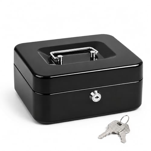 ACCURATE 6 Inch Steel Cash Box with Lock & 2 Keys Assorted color