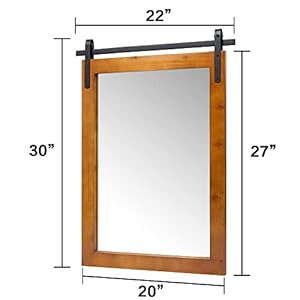 Clavie Farmhouse Wall Mirror Rustic Horizontal Wood Framed Bathroom Mirror, Barn Door Style Decorative Mirrors, 22"x30" Brown Clavie Farmhouse Wall Mirror Rustic Horizontal Wood Framed Bathroom Mirror Barn Door Style Decorative Mirrors 22×30 Brown