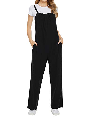 TOP-VIGOR Women's Casual Baggy Overalls Cotton Linen Romper Wide Leg Harem Pants Plus Size Jumpsuit with Pockets