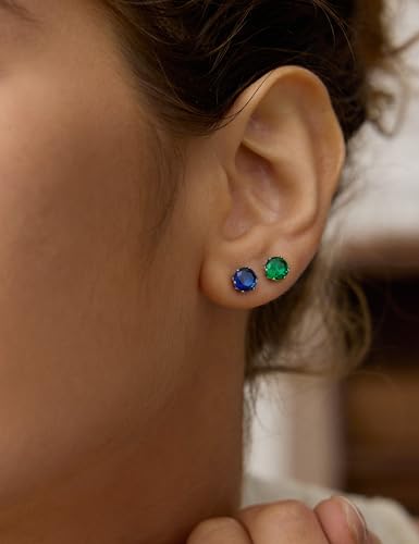 12 Pairs Silver Earrings Surgical Steel Earrings Women's Earrings Hypoallergenic Earrings Set Men's Earrings 12 Colors CubicZirconia Studs Earrings3