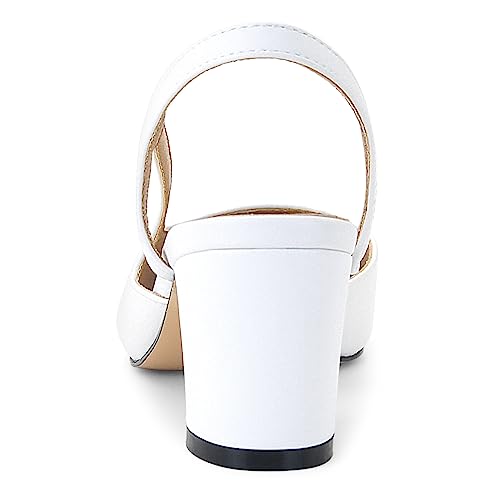 Image of MICIFA Slingback Heels for Women,Round Toe Chunky Heeled Pumps Ankle Strap Fashion Splicing Dress Shoes