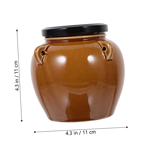 UPKOCH 1 Peça Jarra De Cerâmica Kimchi Potes De Fermentação De Cerâmica Terrário De Vidro Com Tampa