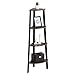 VASAGLE Corner Shelf Stand, 4-Tier Corner Bookshelf, Industrial Corner Ladder Shelf, Plant Stand Display Shelf for Living Room, Office, Kitchen, Rustic Dark Brown and Black ULLS34BF