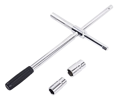 DHA Chiave a croce telescopica a croce per dadi auto, 17 mm/19 mm, 21 mm/23 mm, con 2 boccole standard per pneumatici