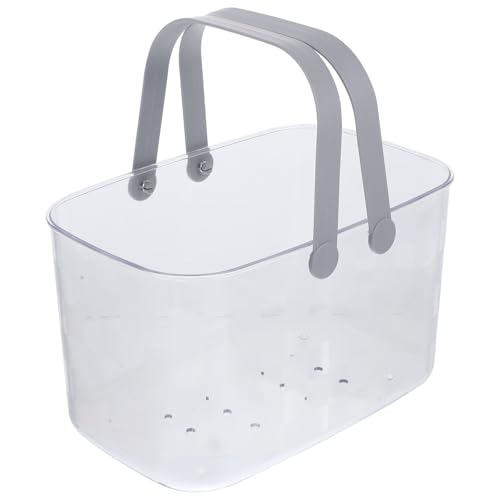 JOINPAYA Cesta de Plástico Transparente para Baño Asas Cesta Pequeña de Almacenamiento para Cosméticos y Artículos de Tocador Ligera Orificios de Drenaje Organizador Color Color Aleatorio