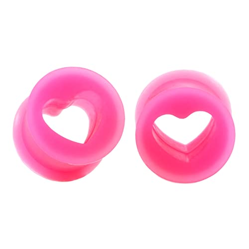 Tunnel d'oreille en silicone blanc en forme de cœur souple pour piercing de tailles multiples 2 pcs