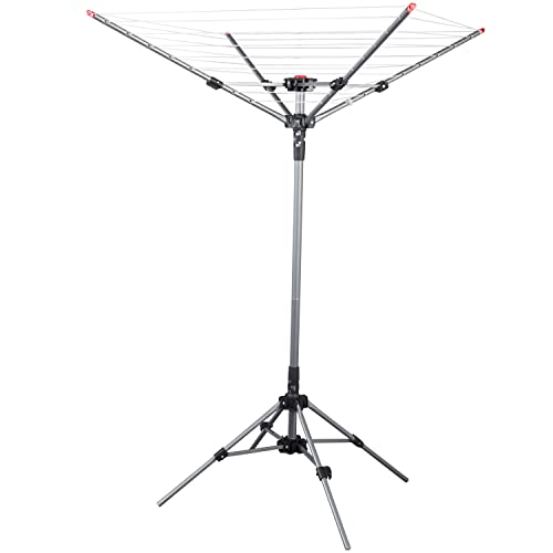 Storage Maniac Outdoor Umbrella Drying Rack, 8 Lines With 82 Feet Drying Space, Steel Frame & Adjustable Height, 4-Arm Umbrella Clothesline For Laundry, Collapsible Clothes Drying Rack For Backyard #TOP11