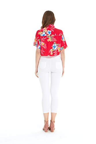 Image of Matchable Family Hawaiian Luau Men Women Girl Boy Clothes in Hibiscus Red