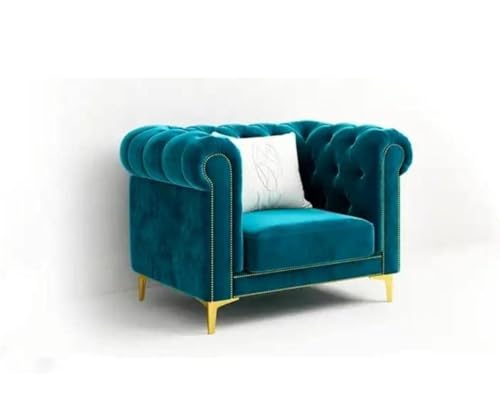 Image of Royale Hand Tufted Five (3+1+1) 5- to 6-Person SofaElegant Wooden Base Sofa In Wide Extravagant Fabric, Gives Luxurious Look For Home /Living Room /Office /Guest Room /Hotels, Green