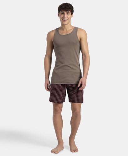 Image of Jockey 9922 Men's Super Combed Cotton Rib Racer Back Styling Round Neck Gym Vest