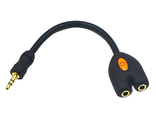 Poyiccot 3.5mm Headphone Splitter, 3.5mm Male to 2 Female Splitter Y Jack AUX Adapter Compatible Headset Tablet Smartphone MP3 Player & More, Black