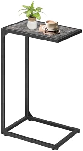 MOOACE C Shaped End Table, Couch Table for Small Space That Slide Under, Snack Side Tables for Sofa, TV Trays for Living Room Bedroom, C Shaped End Table for Couch, Small Bedside Tables, Grey