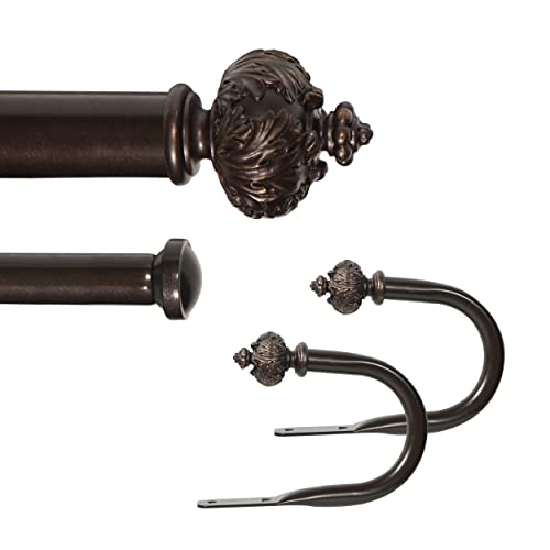 eTeckram 1" Double Curtain Rod with Albert Finials and holdbacks