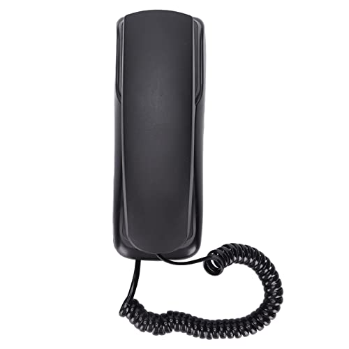 Teléfono de pared multifunción – Teléfono fijo para montaje en pared pequeña función de flash de rellamada y función de pausa para el último número (negro)