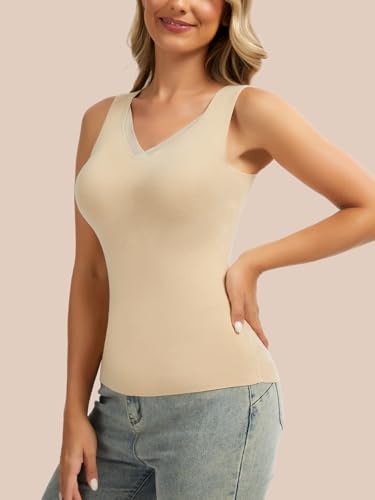 Zeecaro Women Sleeveless Thermal Tank Top Cold Weather Warm Camisole V Neck - image 3