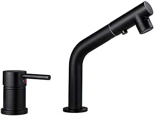 Mitigeur de lavabo avec douchette extractible robinet de cuisine blanc et chrome