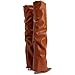 THESHY Women's Fold Over Boots Thigh High Over The Knee Boots Pointed Toe Stiletto High Heel Leather Boots Pull-on Fashion Dress Shoes
