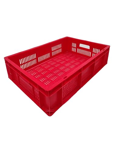 Image of ARISTO Portable and Stackable Plastic Storage Container Box Crate 64120 TP designed for multipurpose storage Red