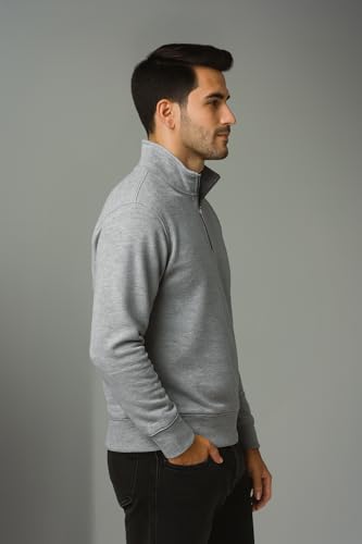 Image of Half Zipper Solid Sweatshirt for Men