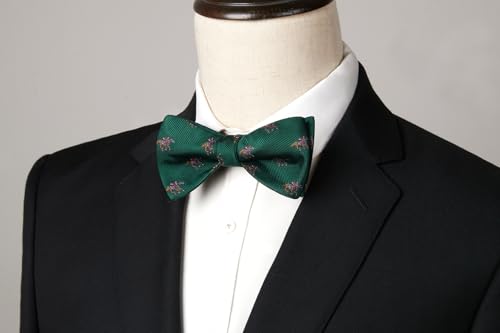Image of HISDERN Bow Ties for Men Self Tie Animal Bowties Pocket Square Woven Silk Fun Bowtie Handkerchief Set for Wedding Party