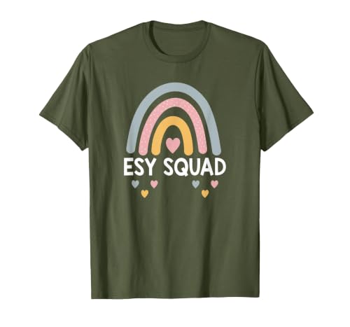 Esy Squad Teacher School Year Rainbow Hearts Cute T-Shirt, Men, Olive Green, Medium