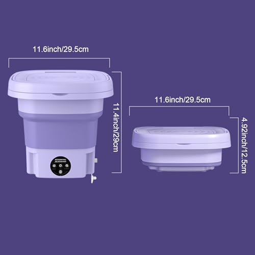 Lizbin Portable Washing Machine, Mini Washer, 8L Mini Washing Machine with Spin, Foldable Washing Machine, Portable Washing Machines for Apartments, Dorm, Home, Hotel, Camping, Travel Laundry (Purple) - Image 2
