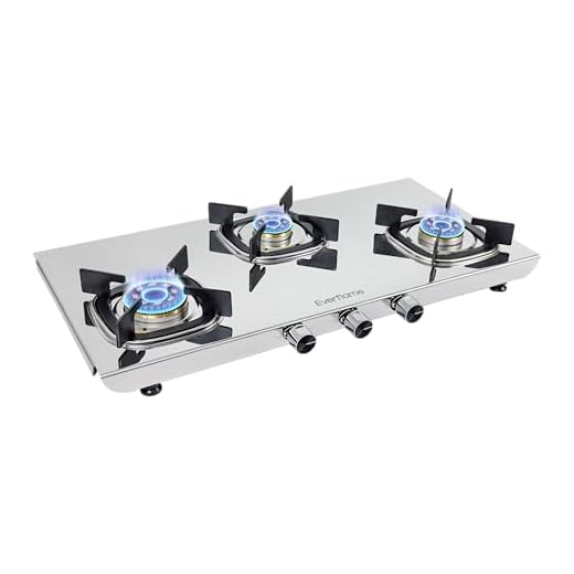 Everflame Photon Bahubali 3-Burner Gas Stove • Heavy-Duty Grade Stainless Steel Body • Gas Saver PetalArc Forged Brass Burners • ISI Certified • 2-Year Warranty & Free Door-step Service