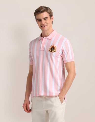 Image of U.S. Polo ASSN. Striped Slim Fit Polo T Shirts for Men - 100% Cotton, Half Sleeves Mens Tshirt