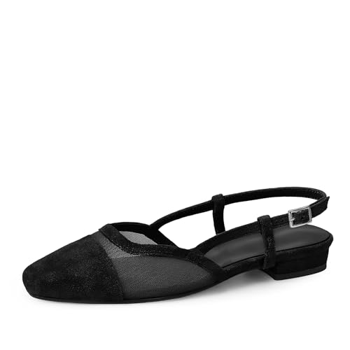 Image of MICIFA slingback flats for women, Round Toe Low heel Sandals Fashion Splicing Dress Shoes for Women