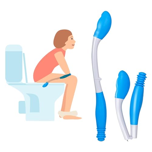 F Fityle WC Hilfsmittel Abwischen Helfer Klappbar, WC-Hilfe zum Abwischen, Butt Wiper Self Wipe Assist WC-Hilfe, Lange Reichweite Comfort Wipe, Langer Handgriff Wipe Toilettenhilfe für Senioren, Blau