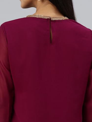 Image of Hritika Women Faux Georgette Sequin Pattern Regular Kurta Set (Purple, Hrkb0070Prple L)