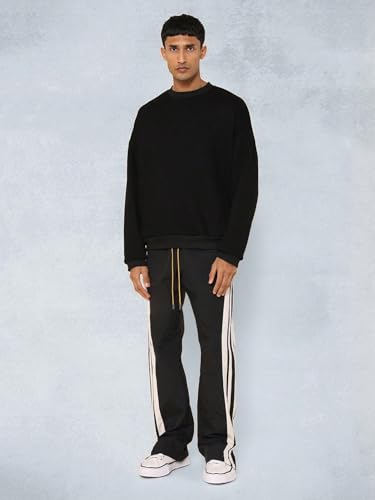 ZAFUL Mens Casual Joggers Sweatpants Drawstring Color Block Side Stripes Slit Wide Leg Loose Flare Fit Pants3