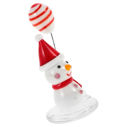 LIFKOME Statuina Pupazzo di Neve in Vetro Soffiato, Mini Figura Natalizia Decorativa per Tavolo, Scaffale e Auto, Statuetta Artigianale Dipinta a Mano per Addobbi Natalizi Casa e Ufficio