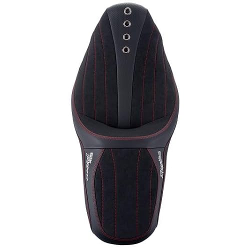 AdvanBlack x \"SIK Baggers\" Co-Branded Seat Custom Stitching Seat Sy-nthetic Suede For \'09-\'23 Harley Touring Road King Street Glide Electra Glide Road Glide (Red Stitching) - Thumbnail 7