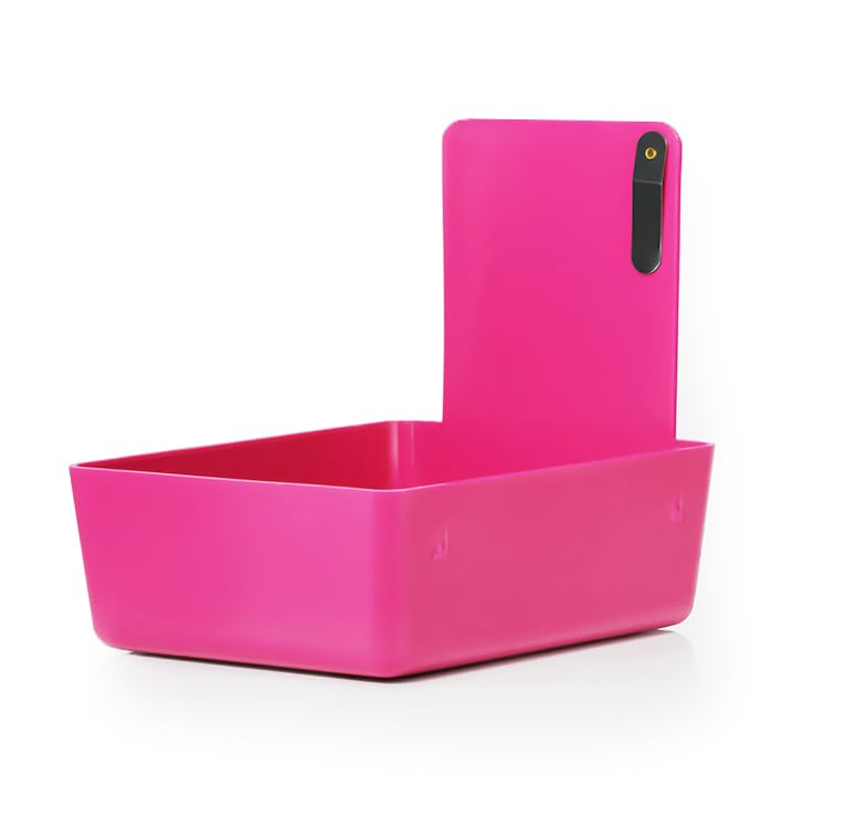 AmeriCan Goods 4/Pk Dental Lab Pan Medium Plastic Dental Medical Pro Lab Working Pan with Stainless Steel Clip (Neon Pink)