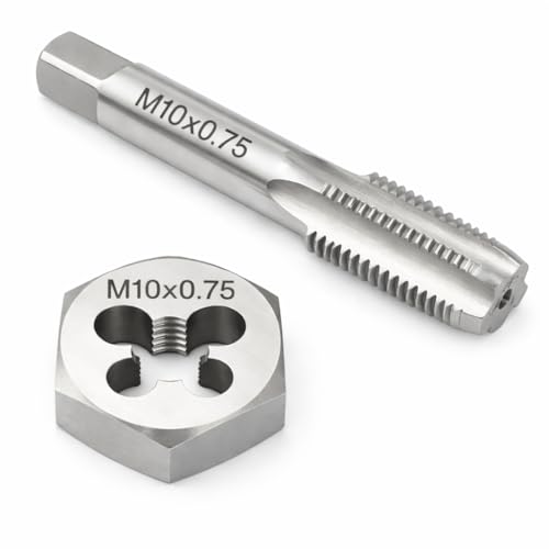Image of M10x0.75 Metric Tap and Die Set Right Hand HSS Tap & GCr15 Hex Die for Metal Thread Repair
