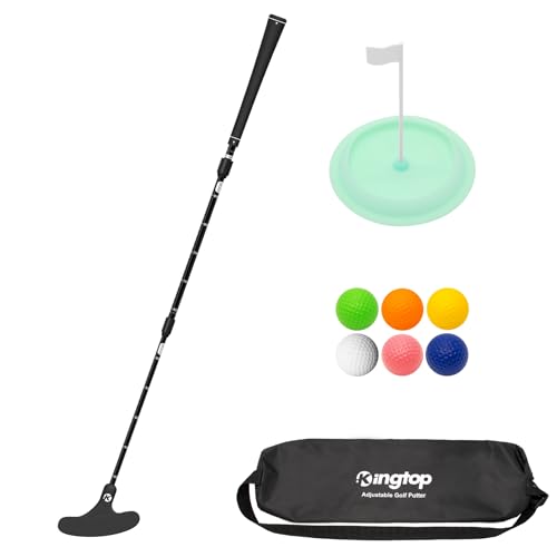 KINGTOP Adjustable Golf Putters for Men and Women, Right and Left Handed Golf Putter Club for Kids | Teens | Adults, Putting Training Combo Pack with Putting Cup and Practice Foam Balls, 1-Pack, Black