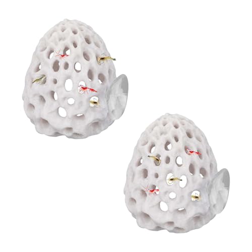 2 pièces Décoration d'aquarium et cachette, Grottes à crevettes multifonctionnelles, Grotte d'aquarium avec ventouse, Grotte poreuse pour betta, cachettes...