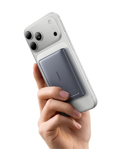 Deal: Baseus Picogo Power Bank, Smallest 5000mAh Magnetic Portable Charger with Stand, Qi2 Certified 15W Ultra-Mini MagSafe Battery Pack, Alloy Wireless Travel Fast Charger for iPhone 17/16 Series(Grey)