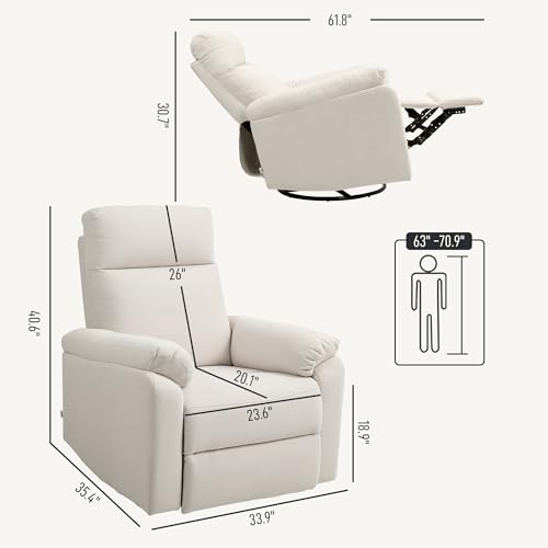 Comfortable Swivel Rocker Recliner with Footrest - Image 4