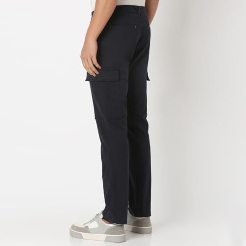 Image of Spykar Men's Regular Fit Mid Rise Pants
