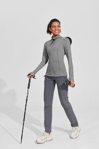 Image of PINSPARK Women's Athletic Jackets Slim Fit Workout Jacket Full Zip Up Running Gym Yoga Sports Tops with Pockets