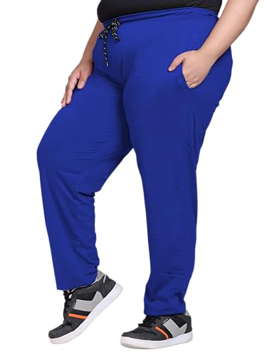 Image of Elite soul Womens Regular Fit Cotton Track Pants | Casual & Sports Trousers | Plus Size Bottoms for Lounge, Gym & Night Wear | Sizes XL, 2XL, 3XL, 4XL, 5XL