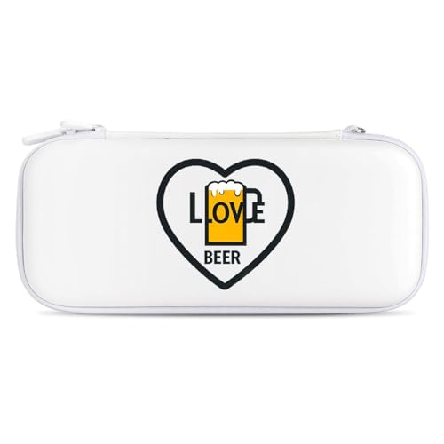 I Love Beer Compatible with Switch Carrying Case Hard Travel Game Bag Pouch with 15 Games Accessories White-style