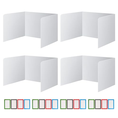 Honatrv Lot de 4 Cloison Bureau, Séparateur de Bureau Pliable 42,5x35x33,7cm, Séparateur de Confidentialité de Table pour L'école, Le Bureau, La...
