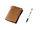 Midori Traveler's Notebook - Starter Kit, Camel (Passport Size)+Daidai Original Ballpoint Pen Made...