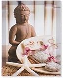 Dimensions : 40 x 30 X 1,8 cm AVENUELAFAYETTE Cadre Toile Tableau Zen Bouddha - Spa - Fleur étoile de mer et Galet - 40 x 30 cm (M4)