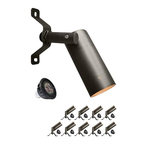 MALORY Brass Landscape Spot Down Light, Low Voltage Led Downlights Tree Light Outdoor Landscape Lighting for Yard, Garden, Lawn, Wall, Patio with 5W MR16 LED Bulb 2700K Warm White（4 Pack） ML