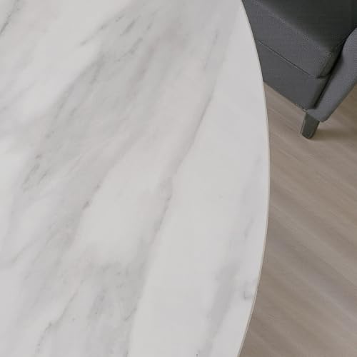 Image of The Attic Tristar Round Coffee Table with Marble Finish, Modern Center Table for Living Room & Lounge