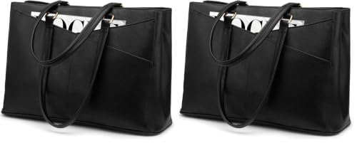 Image of LOVEVOOK Laptop Tote Bag for Women 15.6 Inch Waterproof Leather Computer Bags Business Office Work Briefcase Black (Pack of 2)